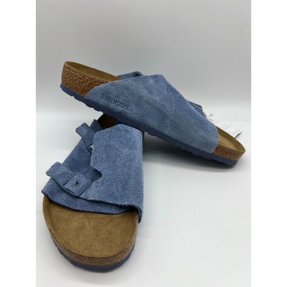 Birkenstock Zurich Sandals Suede Elemental Blue Buckle Mule Men Size 10 NWT - Picture 5 of 12